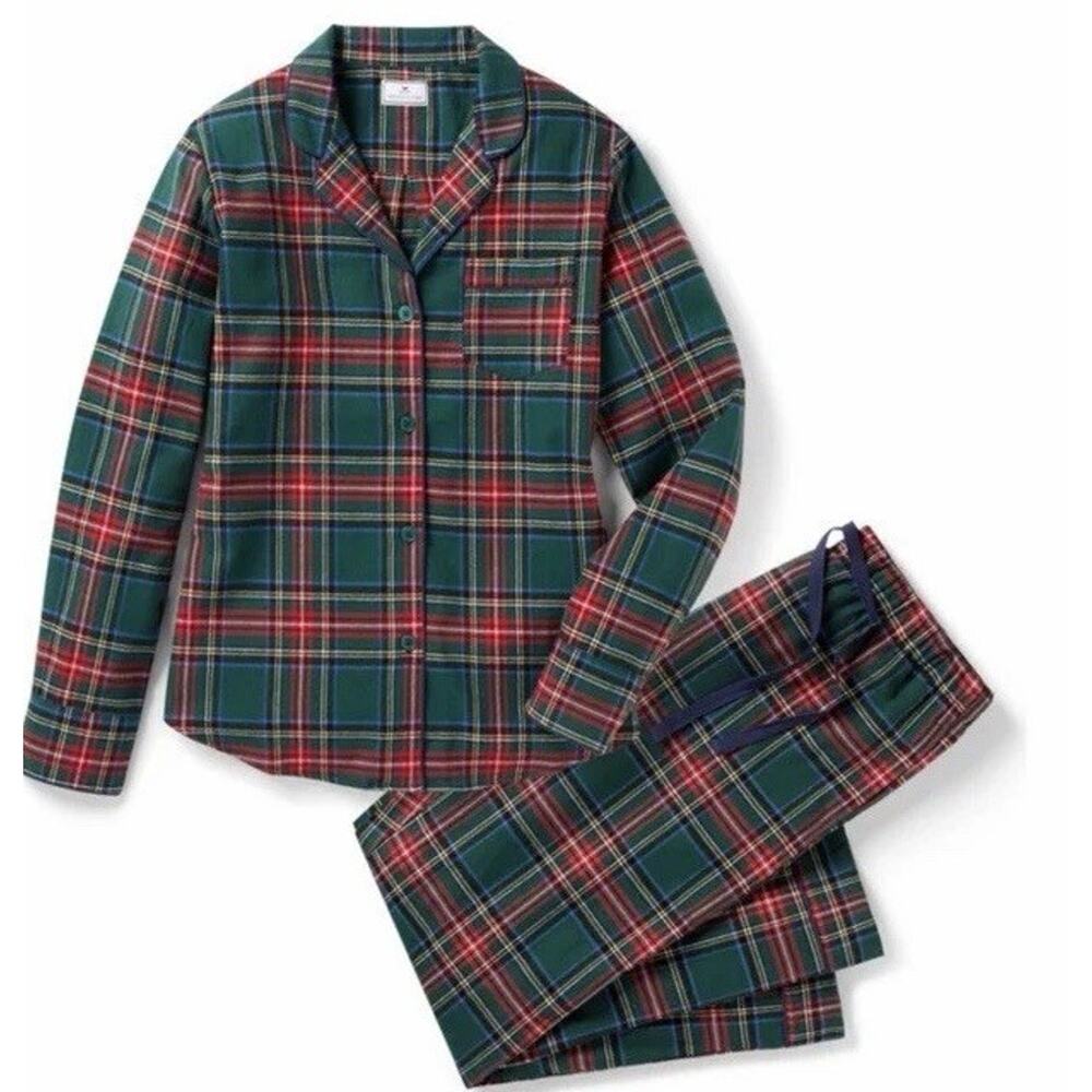 PETITE PLUME Women's Brushed Twill Pajama In Kensington Tartan Sz M $118 NWT